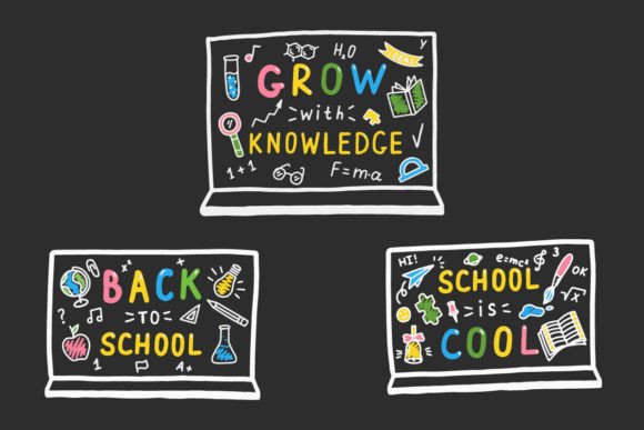 3 Colorful Chalkboard Drawings: Inspiring Learning