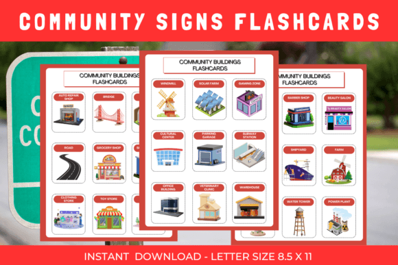 Community Signs Flashcards: A Practical Review for Educators