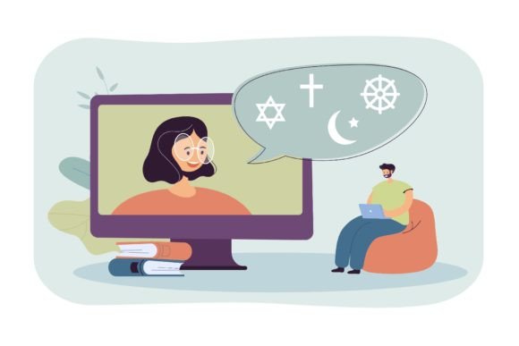 Decoding the Digital Classroom: The Significance of Man Having Online Lesson on World Religions