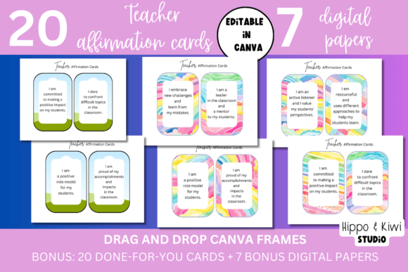 Empowering Educators with Custom Teacher Affirmation Cards Canva Template