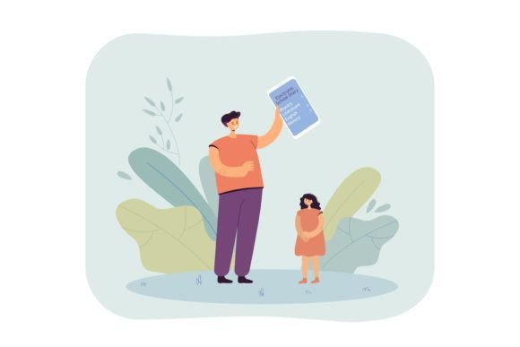Father Holding Tablet with Electronic School Diary: A Modern Parenting Tool