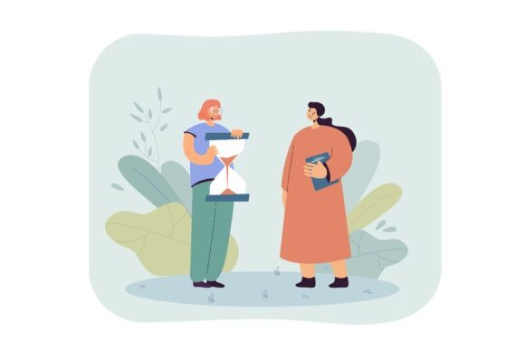 Female Cartoon Student or Office Worker: A Visual Guide to Time and Authority