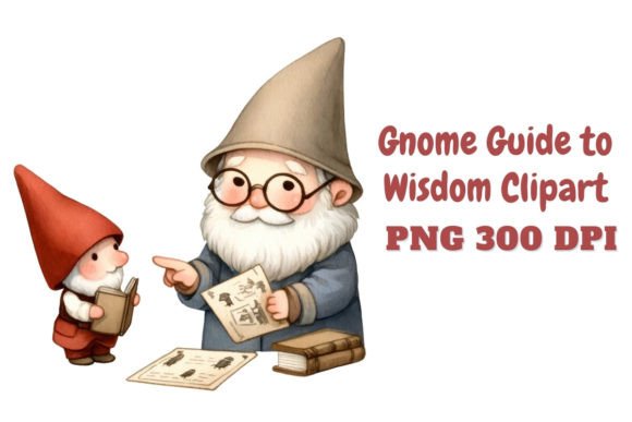 Gnome Guide to Wisdom Clipart: A Timeless Illustration for Modern Creators