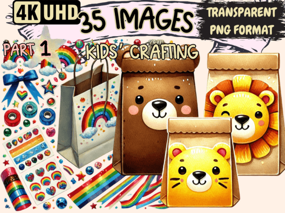 Kids Crafting Clipart P1: Bringing Creative Joy to Your Designs