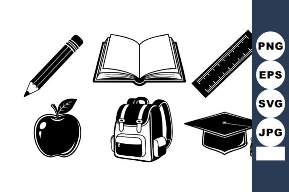 School Education Icons Pencil Book Ruler: A Practical Asset for Design Workflows