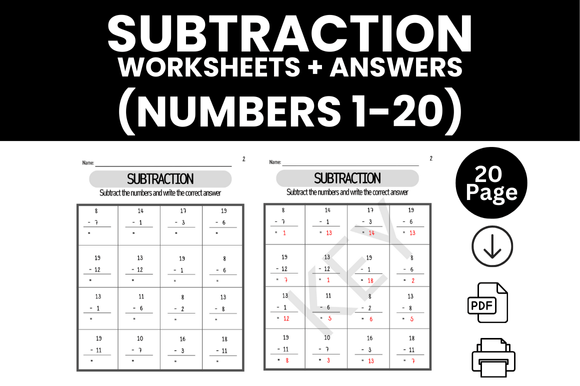 Subtraction Worksheets for 1st Grade