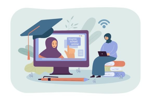 Tiny Girl in Hijab Studying in Islamic School: A Visual Narrative for Modern Education